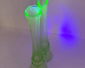 84 UraniumVaselineGlassSlungVasesHockingSugarBowl