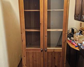 198 IKEAMarkorWoodChinaHutchWithGlassDoors