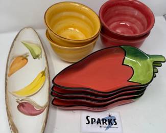34 ClayArtChiliPepperPlatesandPotteryBowls
