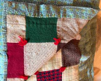 287 HandmadeTieQuiltandXLBoxofBlanketsLinens