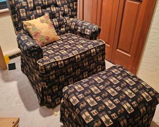 67 PalmTreeCamelUpholsteredButtonTuftedChairOttoman