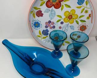 199 VikingBlueEpicStretchedGlassBlueniqueConsoleBowlGlasses