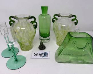 39 7PieceGreenGlassCollection