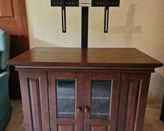 57 DarkBrownMediaCabinetWithVerticalFlatPanelTVMount