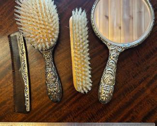 Antique sterling silver vanity set