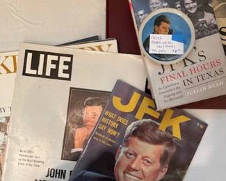 Vintage JFK books, memorial magazines