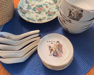 A large variety of vintage Chinese and Japanese dinnerware
