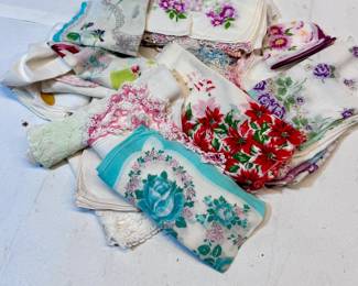 Vintage Hankerchief lot -Make sure you go to our HiBid page to see all the items and more pictures.