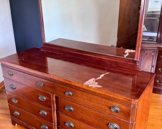Vintage Dresser with Mirror - Make sure you go to our HiBid page to see all the items and more pictures.
