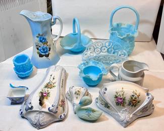 Vintage Fenton and other glass decor - Make sure you go to our HiBid page to see all the items and more pictures.