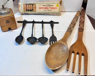 Vintage Coffee Grinder, MCM utensils - Make sure you go to our HiBid page to see all the items and more pictures.