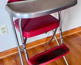 Vintage Red Baby High Chair - Make sure you go to our HiBid page to see all the items and more pictures.