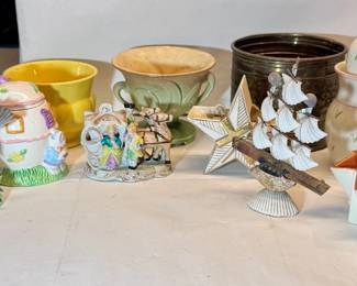 Vintage planter lot, including Haeger and Redwing - Make sure you go to our HiBid page to see all the items and more pictures.