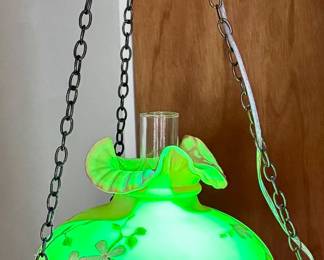 Vintage Glowing Hurricane Chandalier Hanging Light - Make sure you go to our HiBid page to see all the items and more pictures.