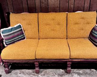 Vintage couch with wooden frame - Make sure you go to our HiBid page to see all the items and more pictures.
