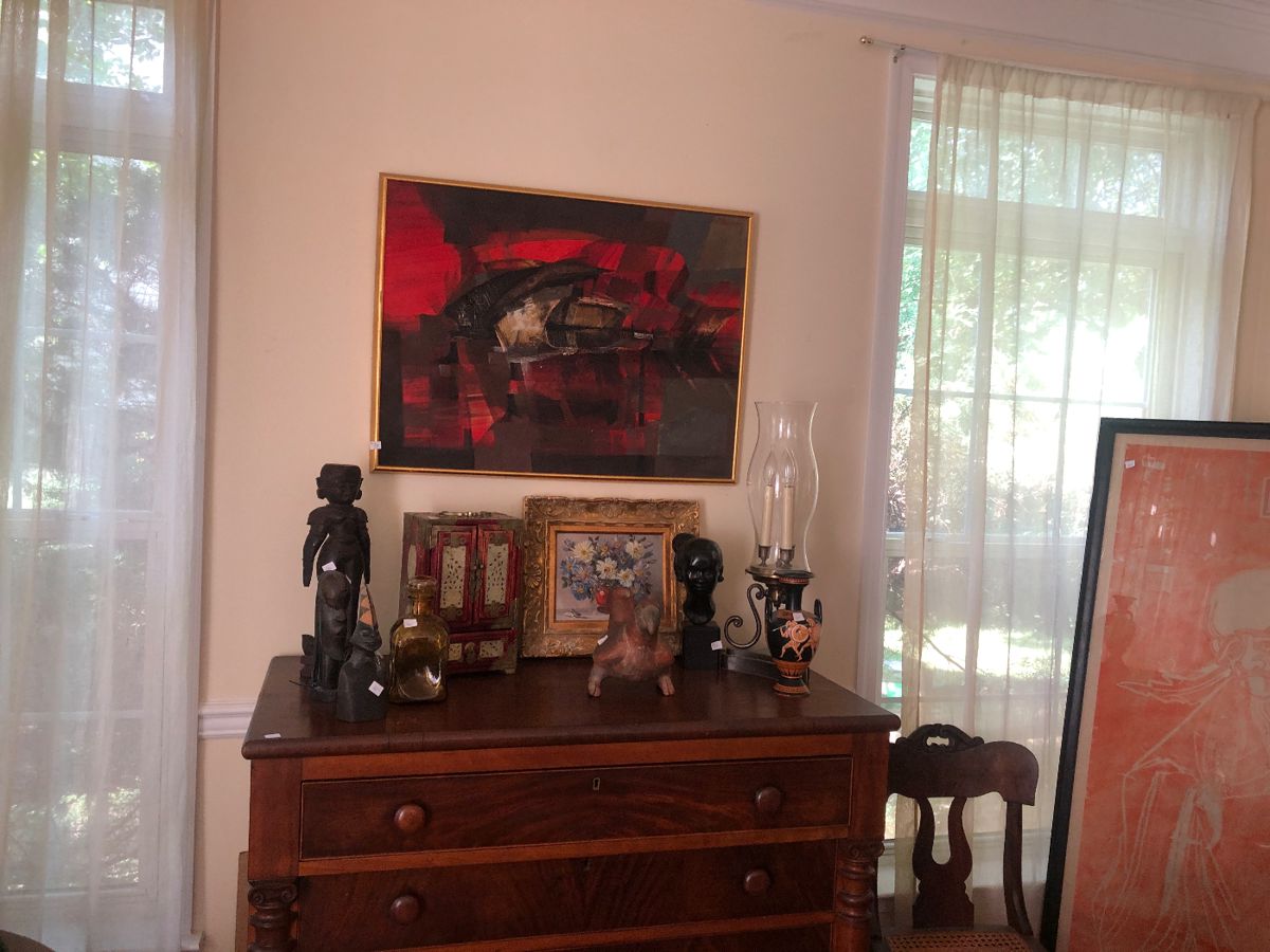 Midcentury Art; African Carvings; Jade jewelry box