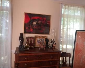 Midcentury Art; African Carvings; Jade jewelry box