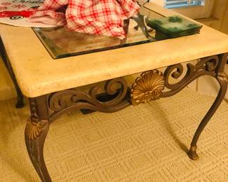 Metal and Stone Occasional Table
