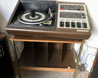 Allegro by Zenith sound system and vintage record rack table