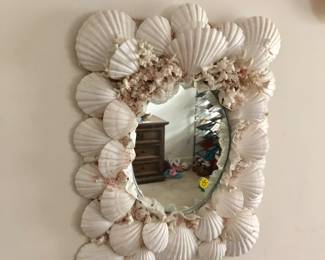 Beach decor shell mirror