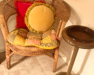 Rattan chair and ashtray stand