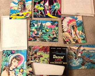 Color by numbers, some completed, box of 8 un colored