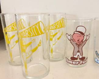 Lots of vintage jelly jar glasses
