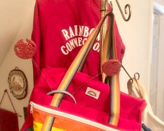 Bag is sold, jacket and brass tension pole with hooks available