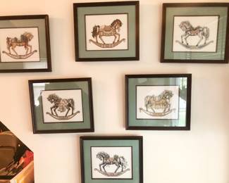 Sweet rocking horse framed cross stitches