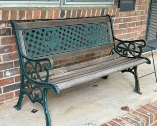 Outdoor Wood and Iron Bench