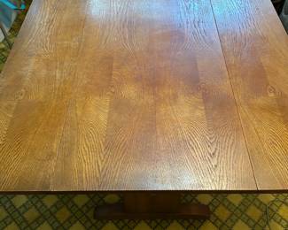 Drop Leaf MCM Dining Room Table w/ Six Ladderback Wicker Chairs