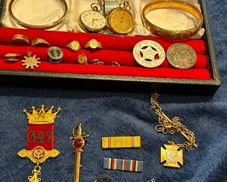 Masonic Collectibles, Military Collectibles and Vintage Jewelry