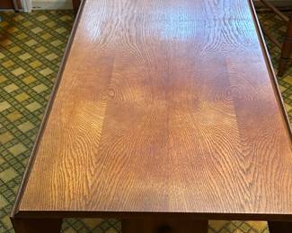 Drop Leaf MCM Dining Room Table w/ Six Ladderback Wicker Chairs