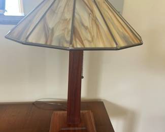 1 of 2 Wooden and Stained Glass Lamps