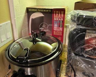 New Coffee maker, crockpot, and small indoor grill