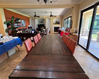 Gorgeous and HUGE dining/kitchen table. Photographs shown with 2 leaves