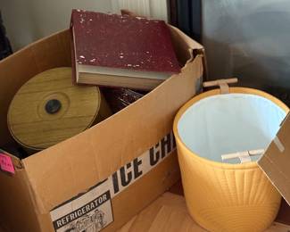 Tins, photo books.