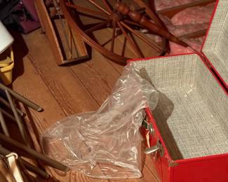 Spinning wheel, chest, also not pictured yarn spinner.