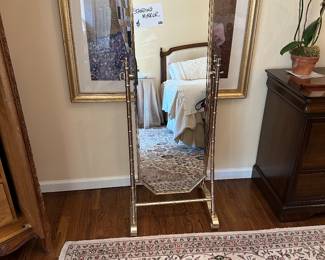 LOVELY BAMBOO DESIGN BRASS FLOOR MIRROR