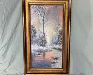 Framed Winter Landscape Painting by Hugo De Ruiter
