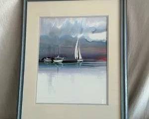 Framed Sailboat Painting by Atkinson