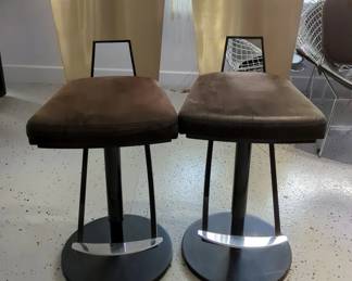 Modern Adjustable Height Swivel Bar Stools, Qty 2