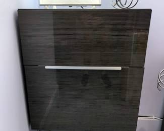 Modern Paper Tall Floor Lamp And Floating Cabinet