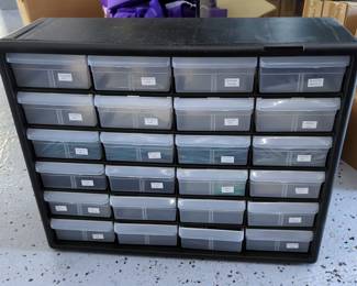 Davines Hair Care Product Samples In 30 Drawer Plastic Storage Cabinet