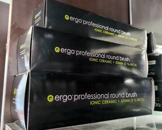 Ergo Professional Ionic Ceramic Round Hair Brushes, Qty 3, Various Sizes