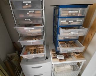 storage containers, rubber stamps galore
