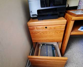 solid oak file cabinet, printer