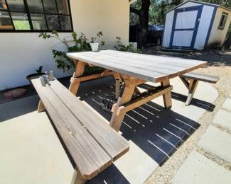 large wood picnic table