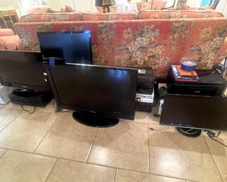 Electronics, tvs, monitors, VHS player, DVD player, speakers, printer