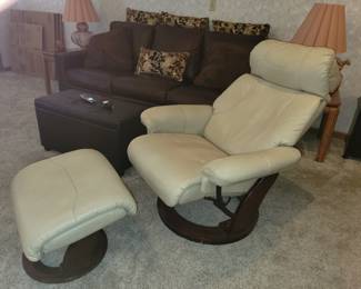 Leather chair & ottoman
